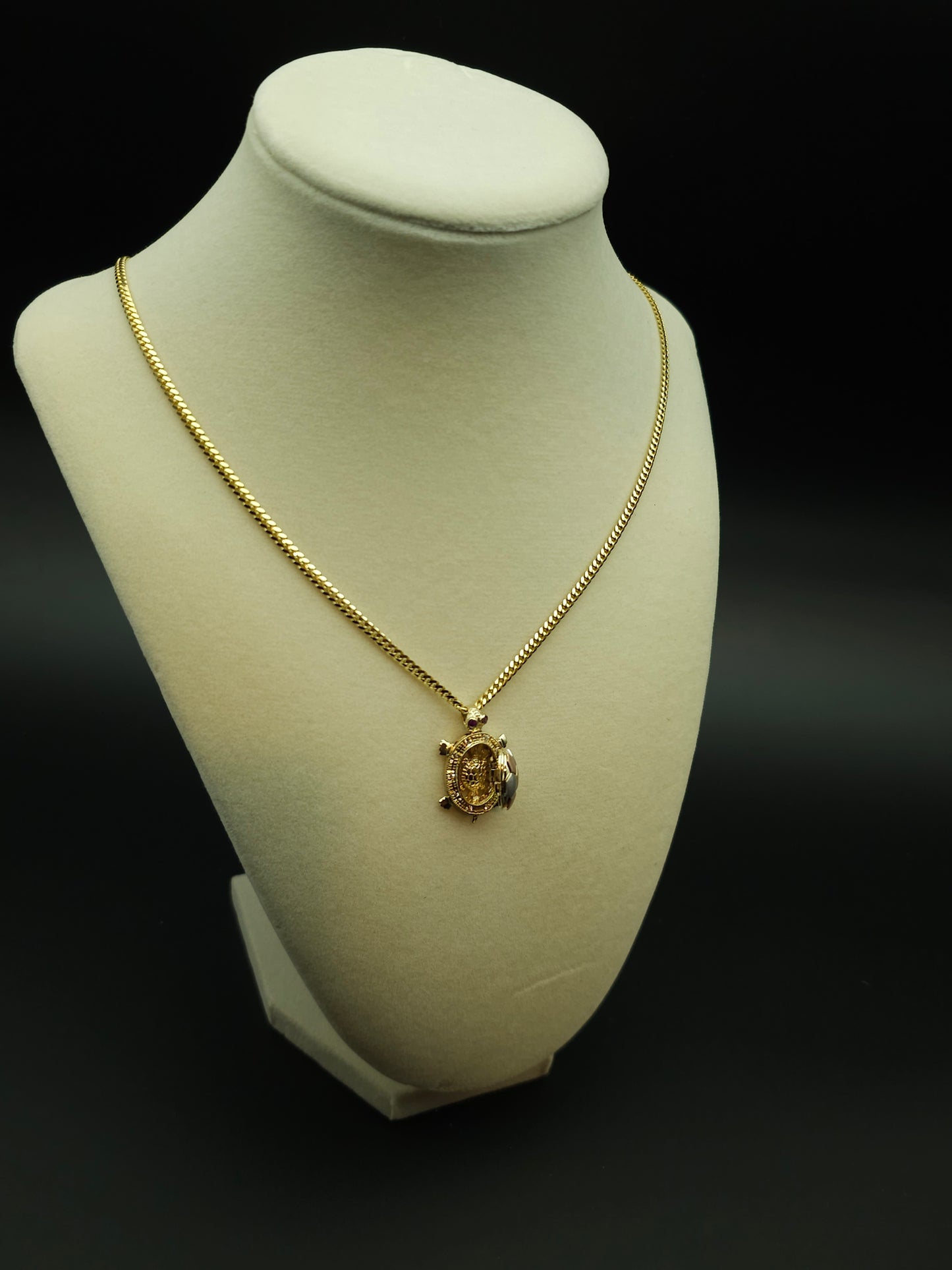 14K Solid Gold Chain with Turtle Pendant